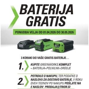 60V 61cm SAMOHODNA, dvojni rezili (Twin Force) z 2 x 4ah baterijo in poln. Gen II.